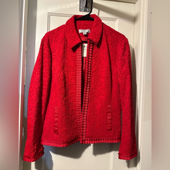 Coldwater Creek RED NWT Fabric Jacket P Large - Picture 2 of 12